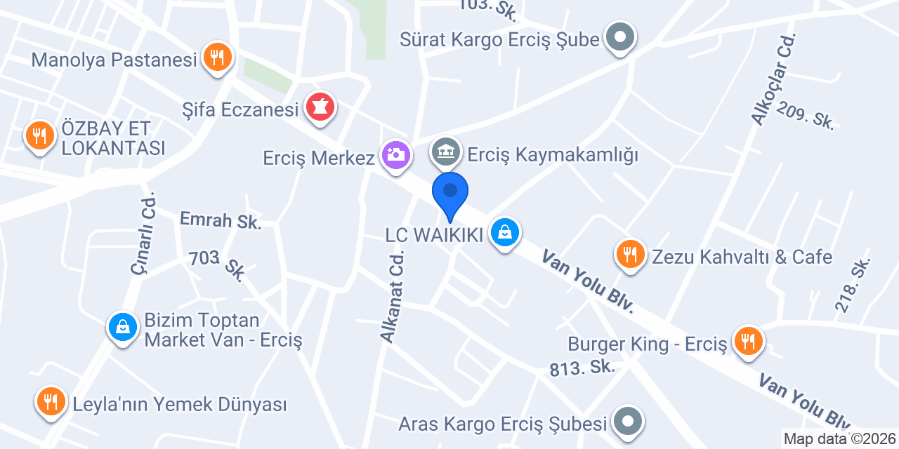 Erciş adıyörem çiğköfte & cafe konumu