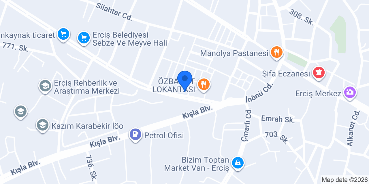 ÖZCAN OTO LASTİK YOL YARDIM ERCİŞ konumu