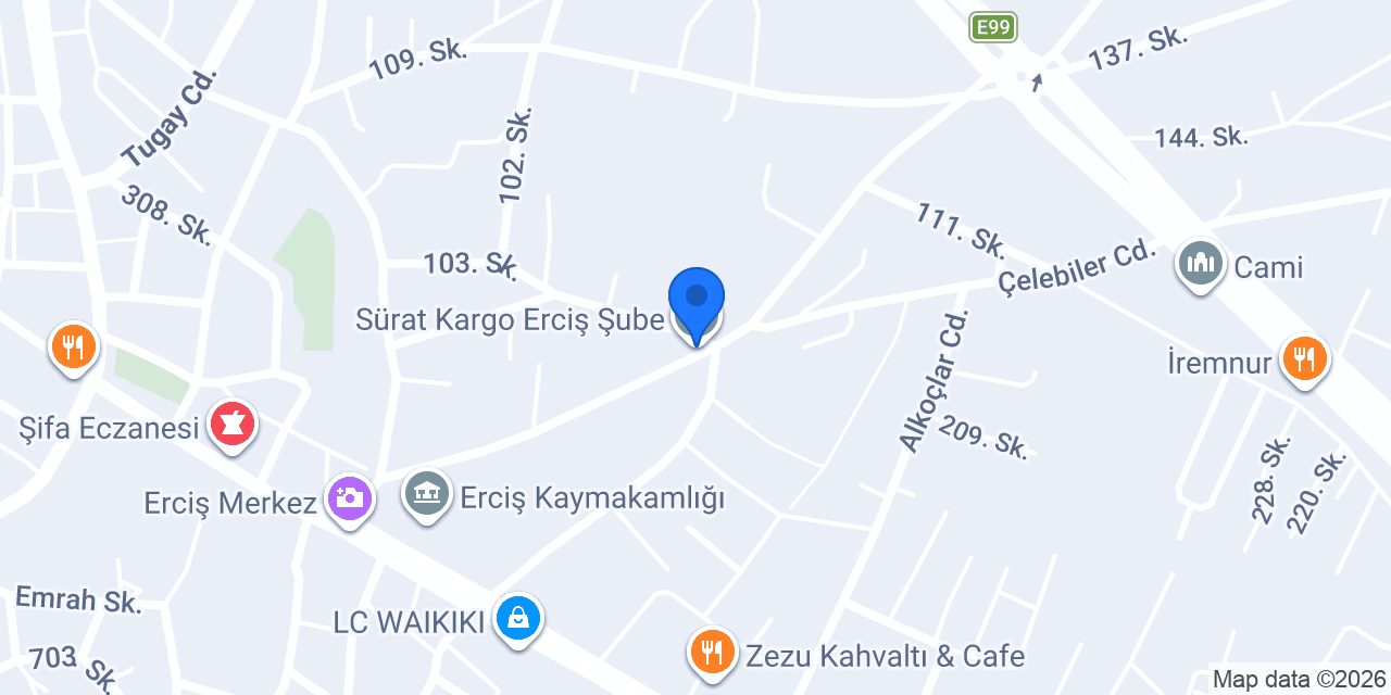 Sürat Kargo Erciş Şube konumu