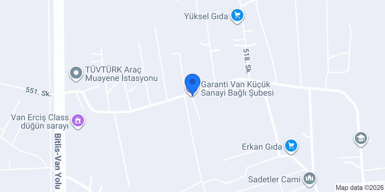 Garanti Van Küçük Sanayi Bağlı Şubesi konumu