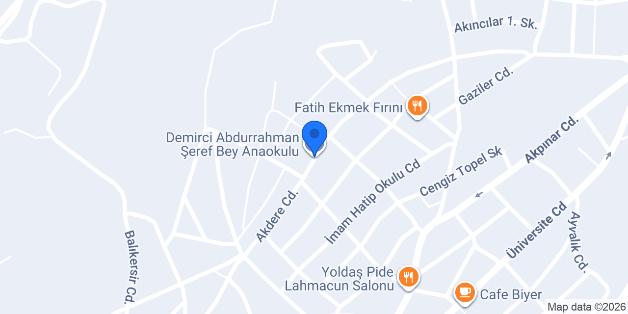 Demirci Abdurrahman Şeref Bey Anaokulu konumu