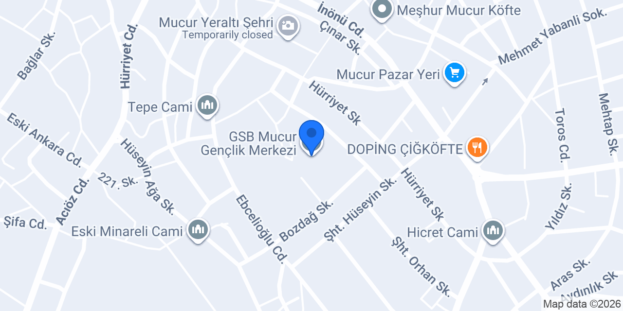 GSB Mucur Gençlik Merkezi konumu