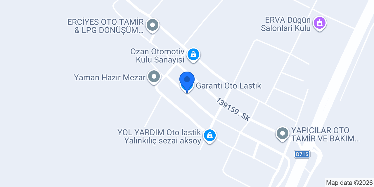 Garanti Oto Lastik konumu