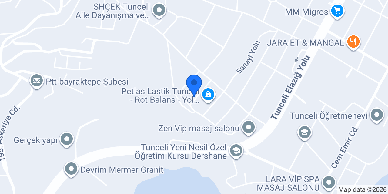 Tunceli Oto Kurtarma konumu