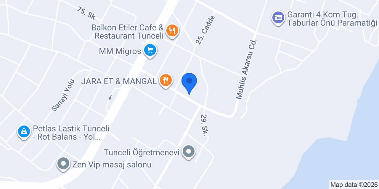 Dersim Unlu Mamülleri Tunceli konumu