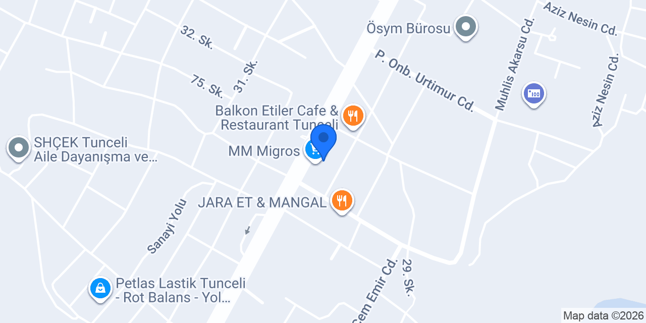 Tunceli Kilim Mobilya konumu
