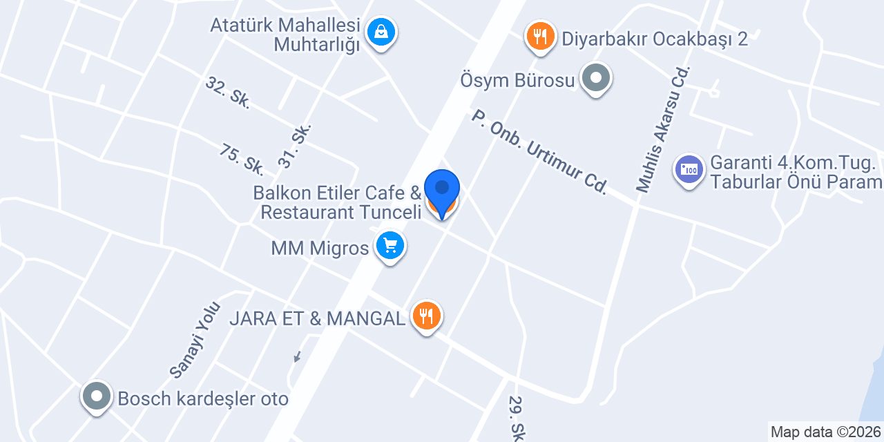 Balkon Etiler Cafe & Restaurant Tunceli konumu