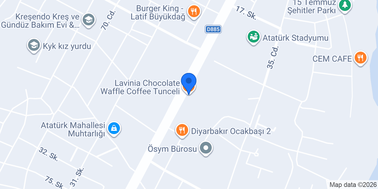 Lavinia Chocolate Waffle Coffee Tunceli konumu