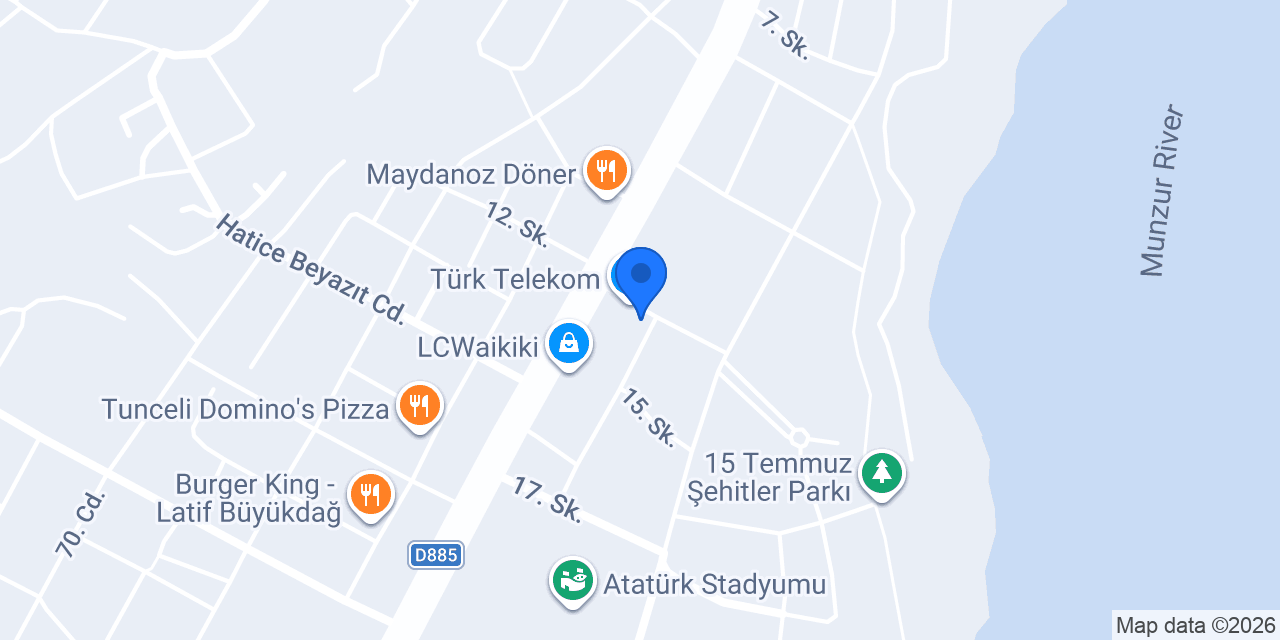 Tunceli El Ayak Bakım Merkezi konumu