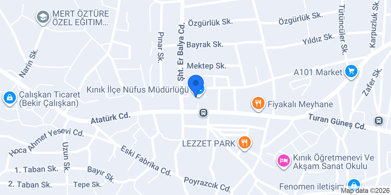 Kınık İlçe Nüfus Müdürlüğü konumu