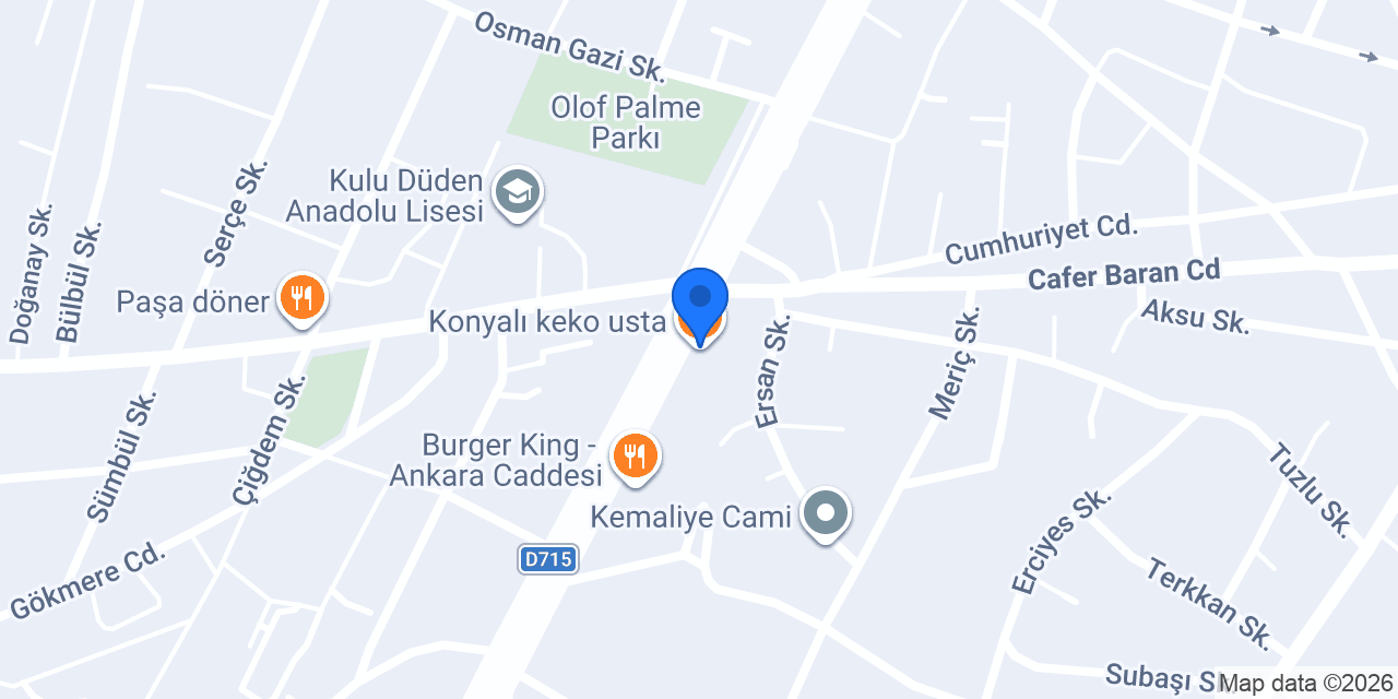 Konyalı keko usta konumu
