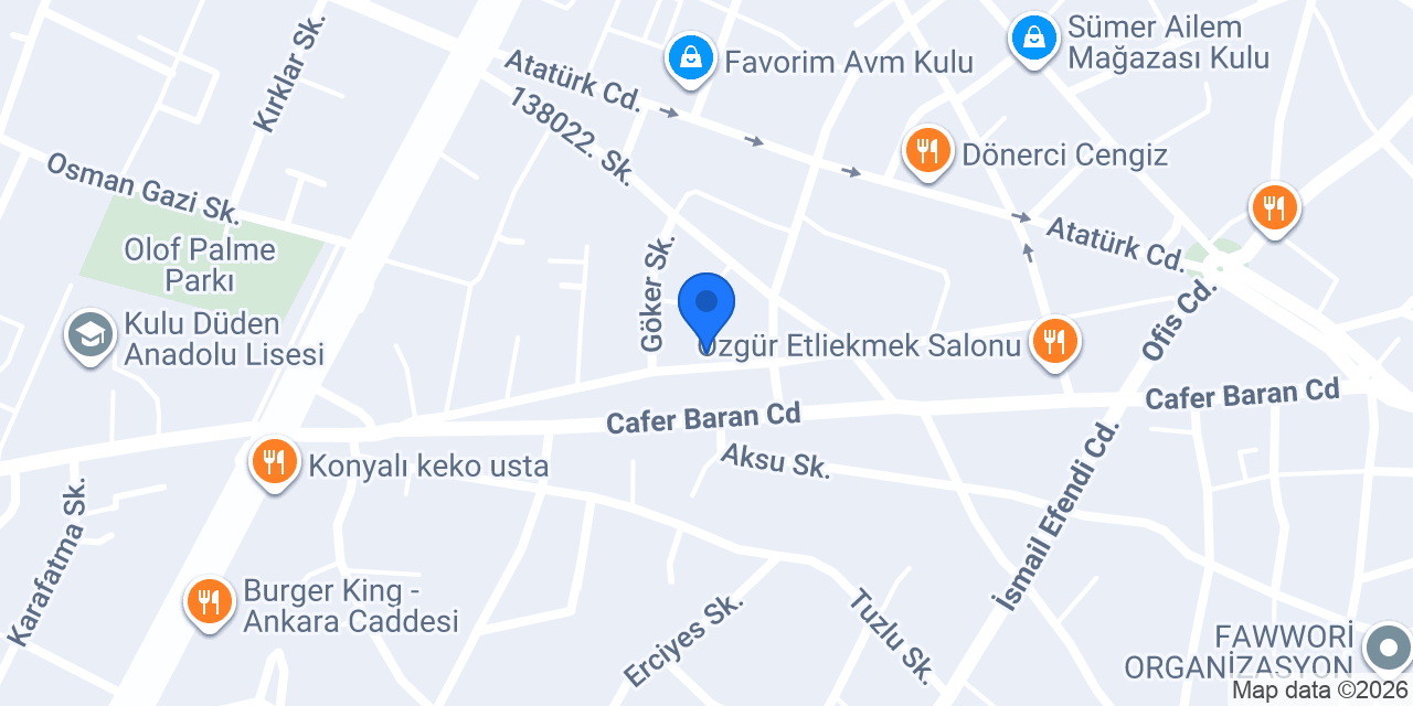 Kulu Sağlık Kabini konumu