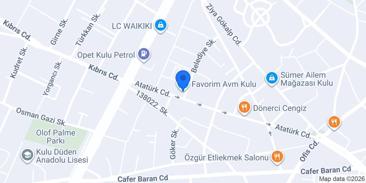 Favorim Avm Kulu konumu