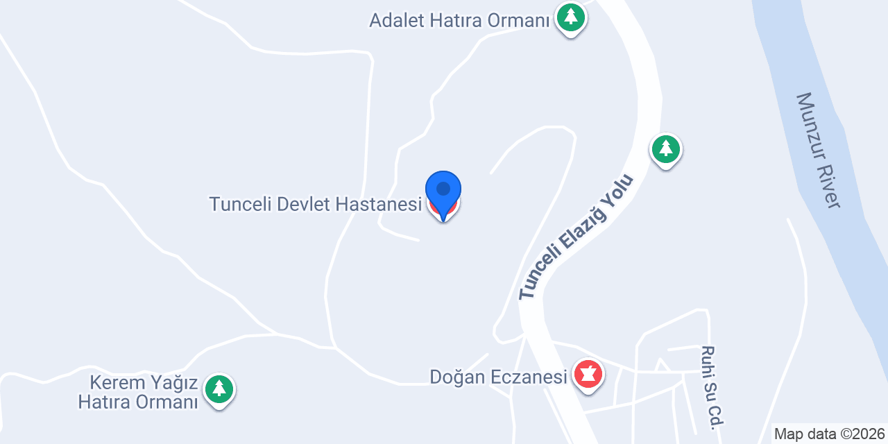 Tunceli Devlet Hastanesi konumu