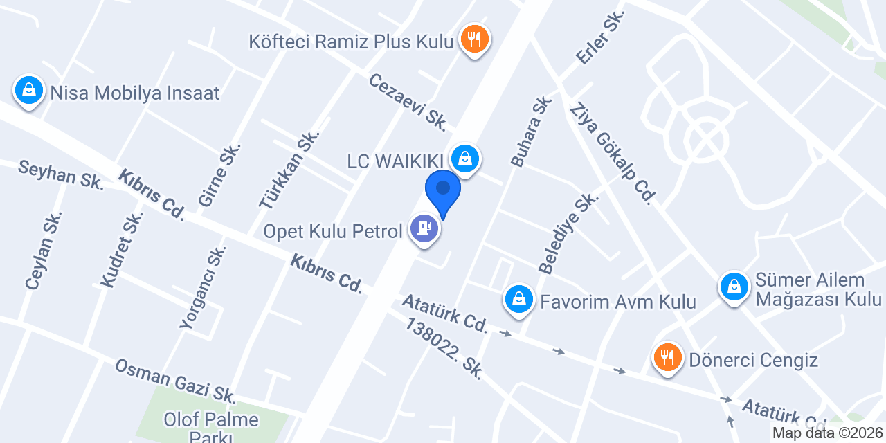Yapı Kredi Bankası - Kulu Şubesi konumu