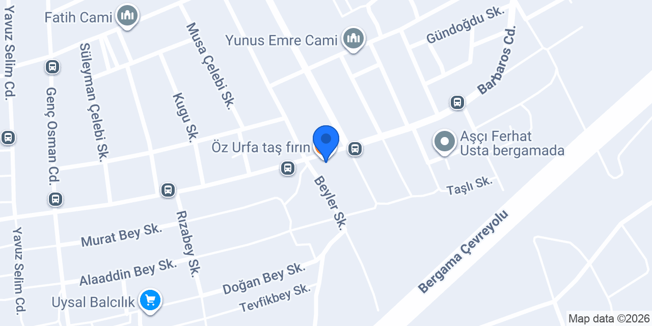 Öz Urfa taş fırın konumu