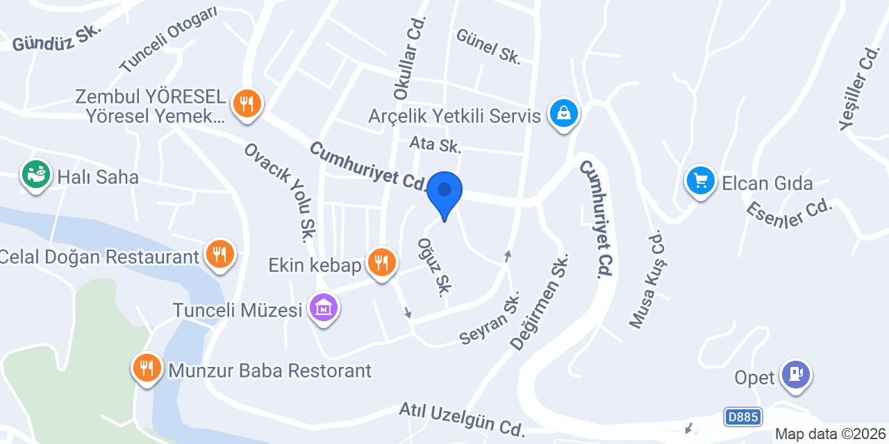 Aras Kargo Tunceli Şubesi konumu
