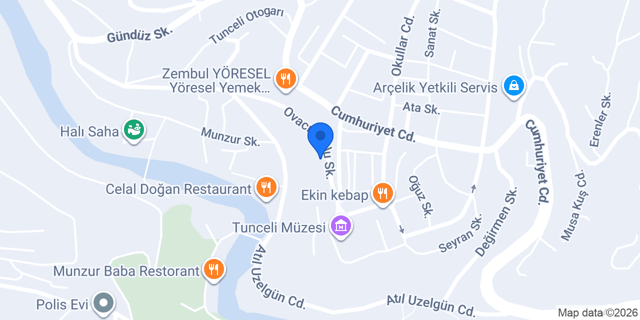 Ot Kafe Tunceli konumu