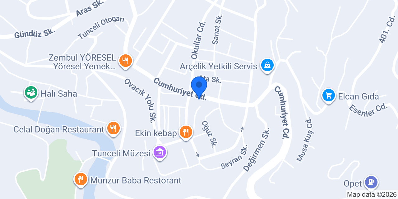 Garanti BBVA Tunceli Şubesi konumu