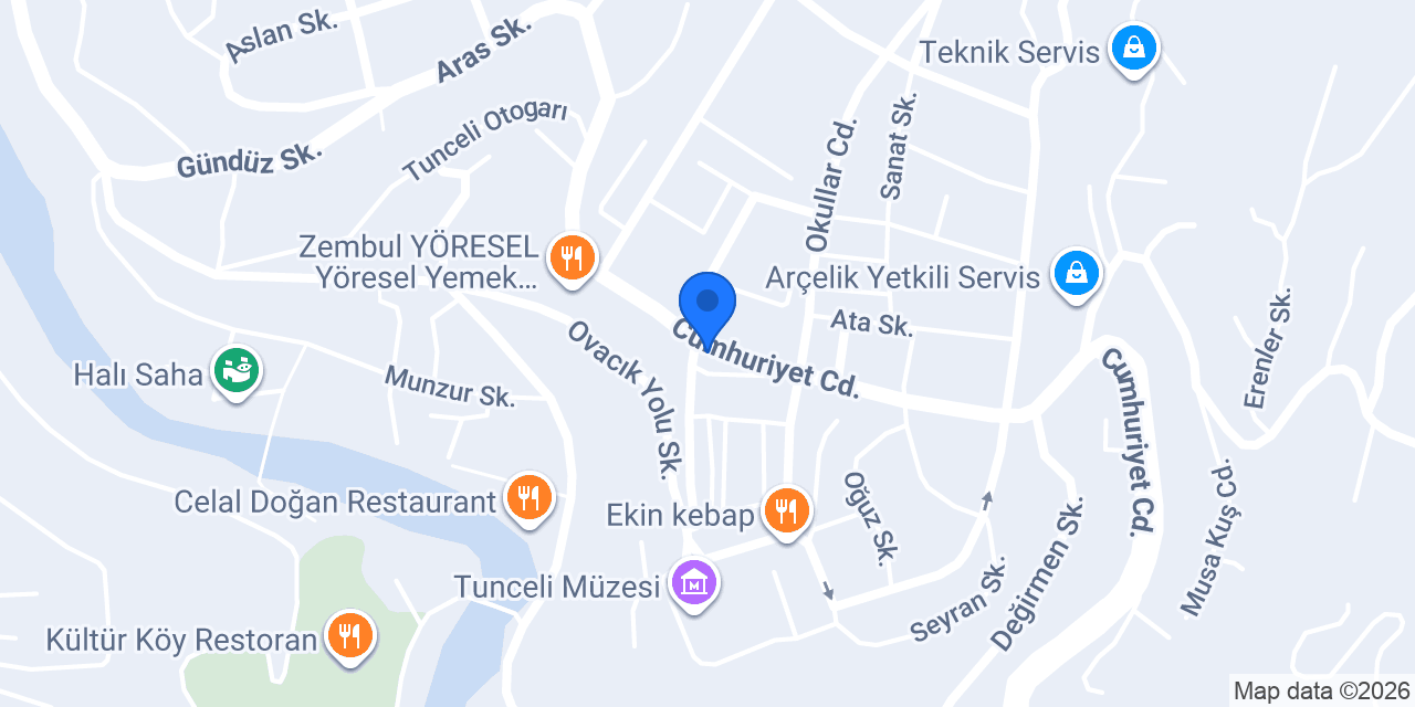 TUNCELİ VETERİNER KLİNİĞİ konumu