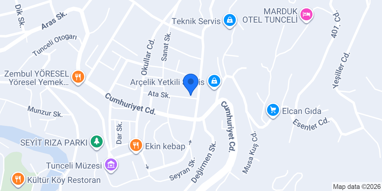 Tunceli Ateş Mila Emlak Danışmanlık konumu