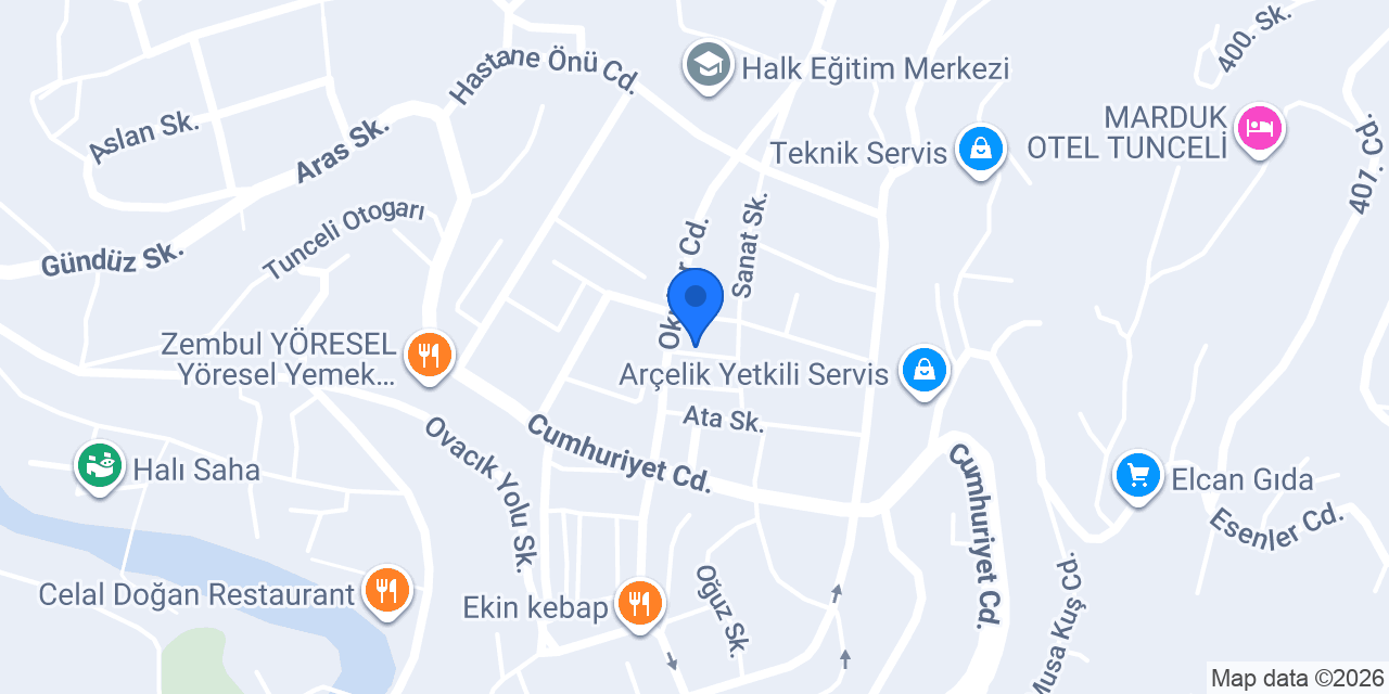 Peri Suit Hotel Tunceli konumu