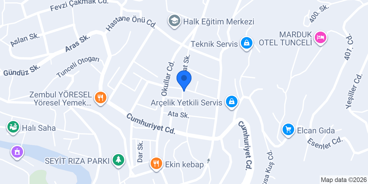 Tunceli Kuru Temizleme konumu