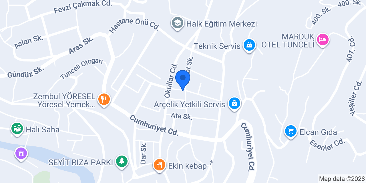 Celal Züccaciye Tunceli Korkmaz Bayii konumu