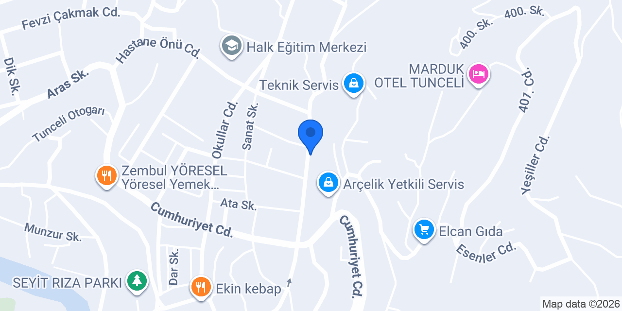Sürat Kargo Tunceli Şube konumu