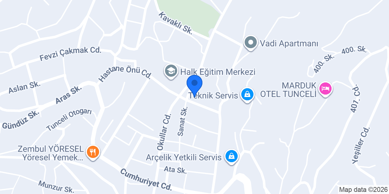 Tunceli İl Sağlık Müdürlüğü konumu