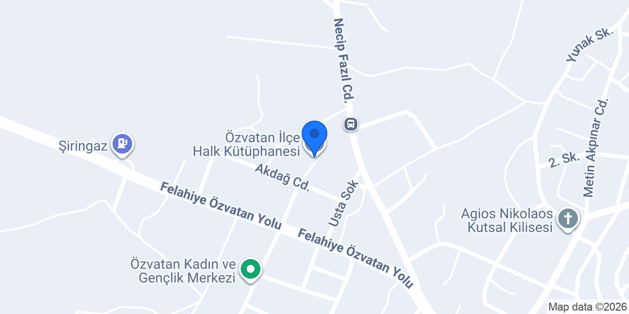 Özvatan İlçe Halk Kütüphanesi konumu