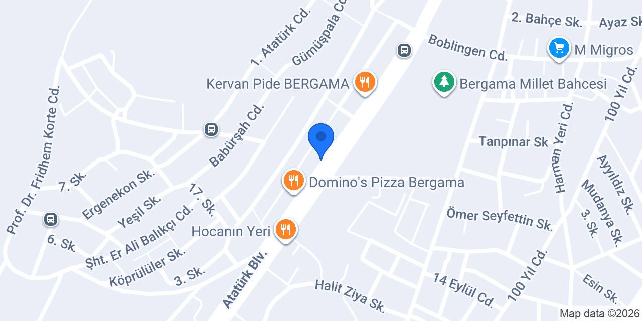 Bergama Kozak Ağacı Baklava ve Künefe konumu