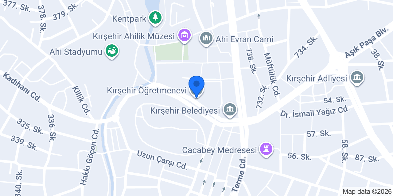 Kırşehir Öğretmenevi konumu
