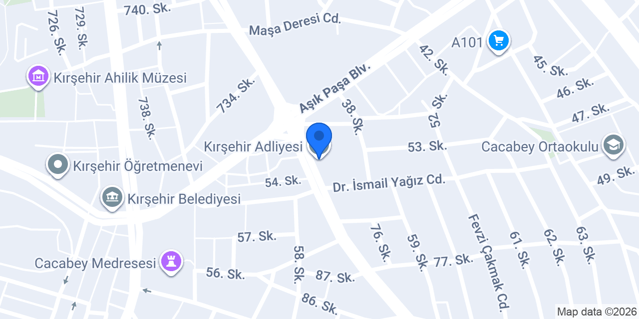 Kırşehir Adliyesi konumu