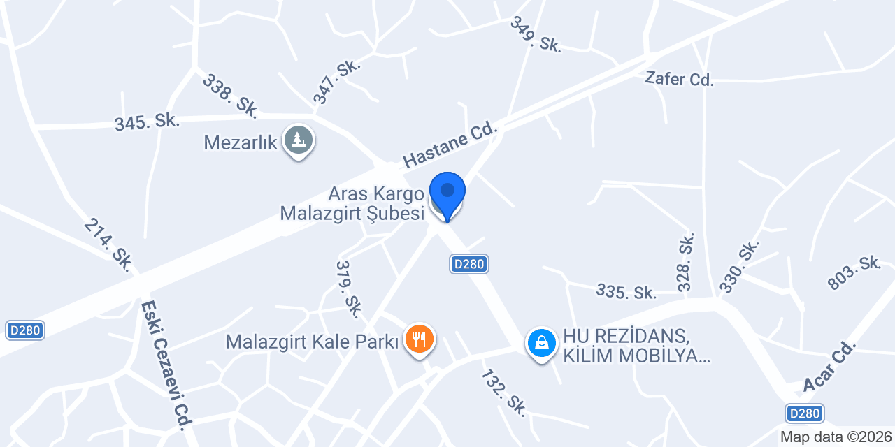 Aras Kargo Malazgirt Şubesi konumu