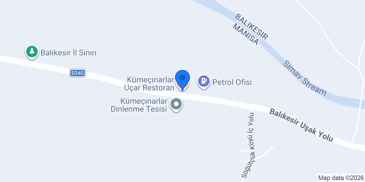 Kümeçınarlar Uçar Restoran konumu