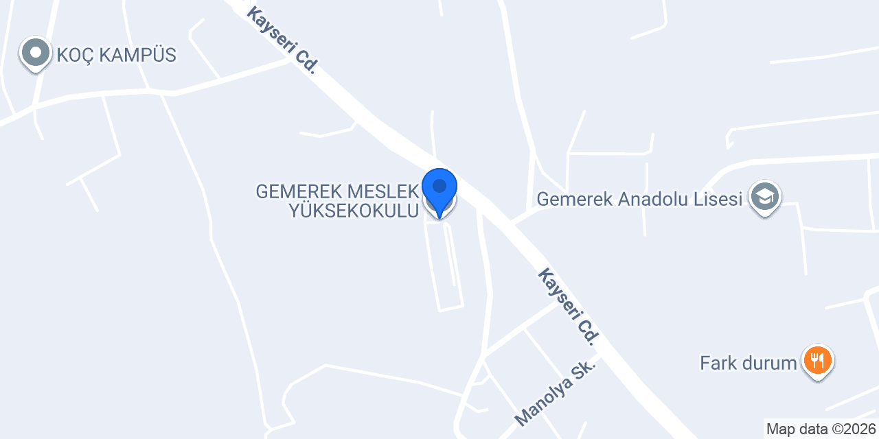 GEMEREK MESLEK YÜKSEKOKULU konumu