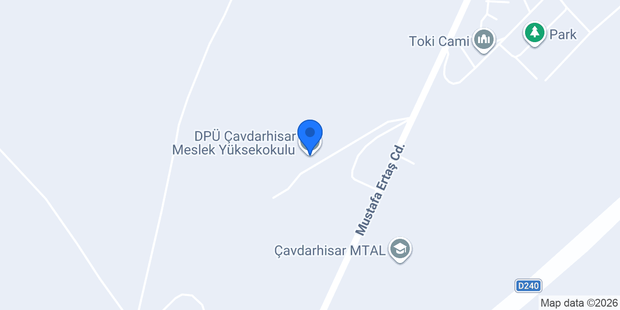 DPÜ Çavdarhisar Meslek Yüksekokulu konumu