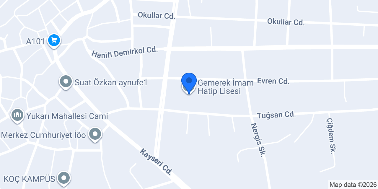 Gemerek İmam Hatip Lisesi konumu