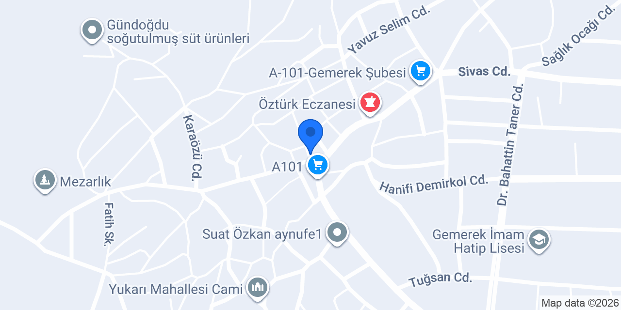 Halkbank Gemerek Şubesi konumu