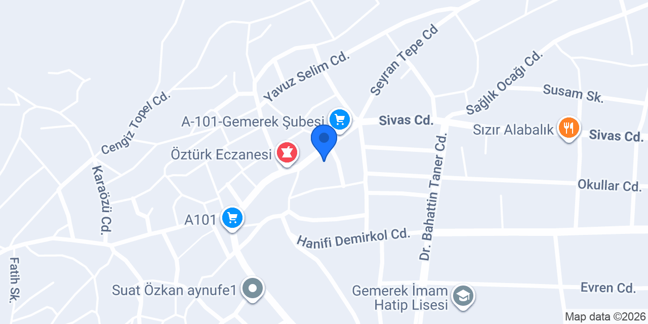 Ziraat Bankası gemerek Şubesi konumu