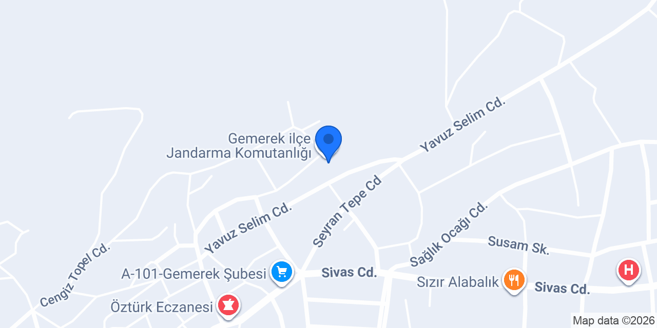 Gemerek ilçe Jandarma Komutanlığı konumu
