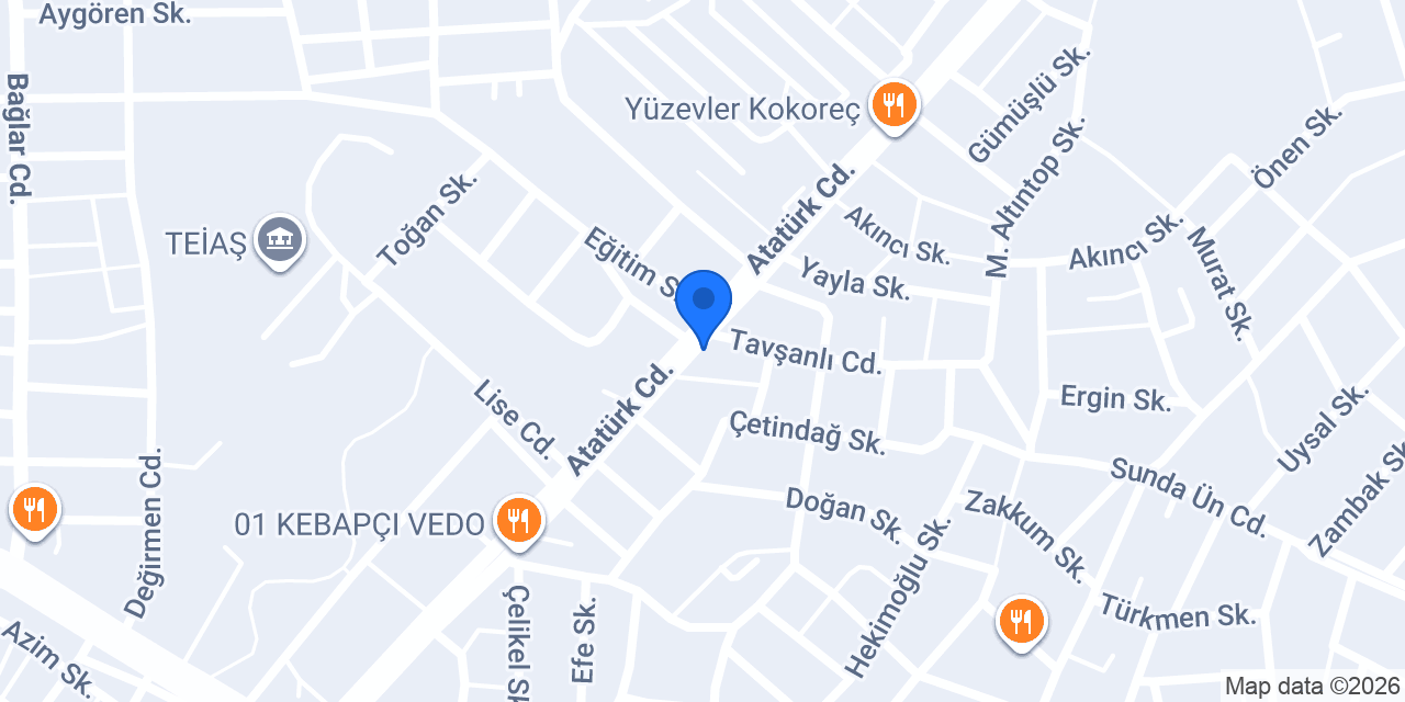Atılgan Sürücü Kursu konumu