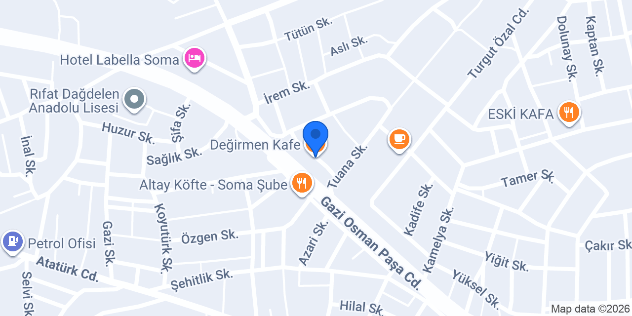 Değirmen Kafe konumu
