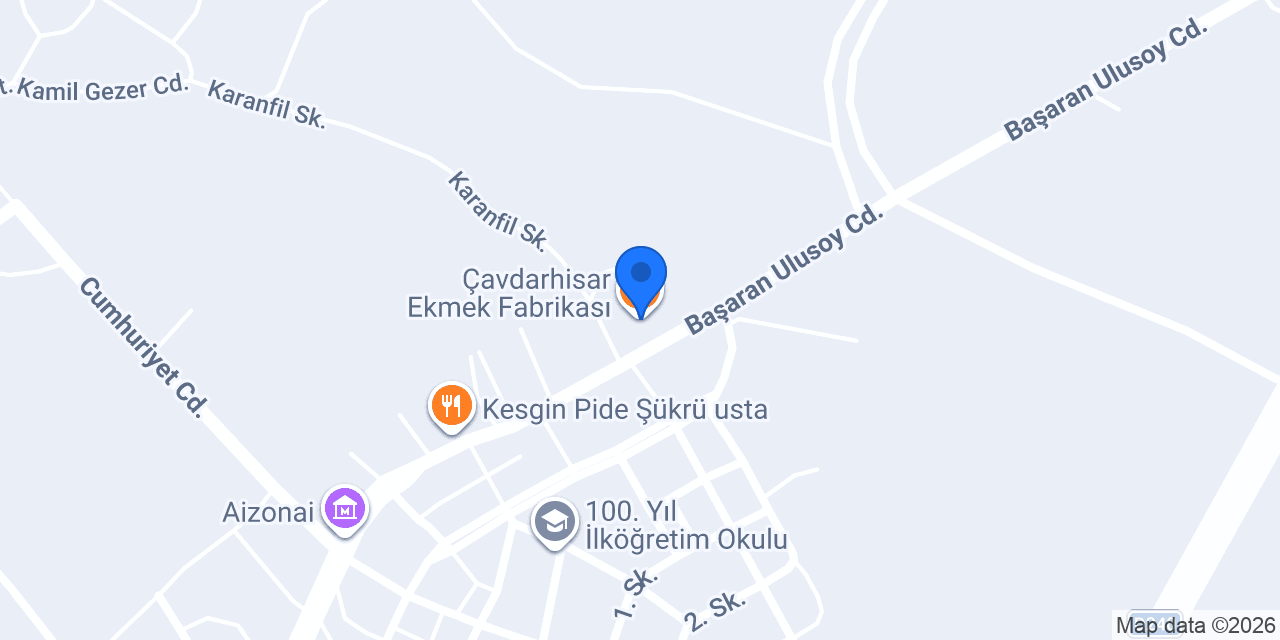 Çavdarhisar Ekmek Fabrikası konumu