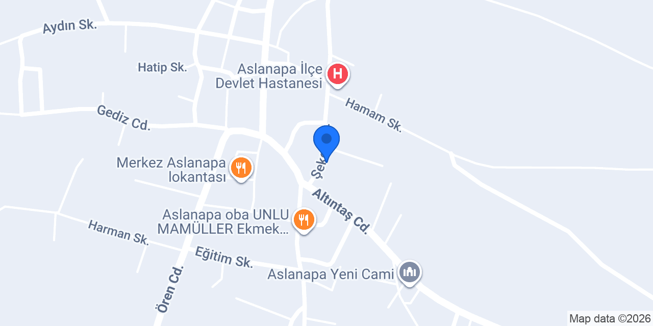 Aslanapa İlçe Devlet Hastanesi konumu