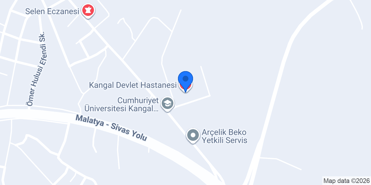 Kangal Devlet Hastanesi konumu