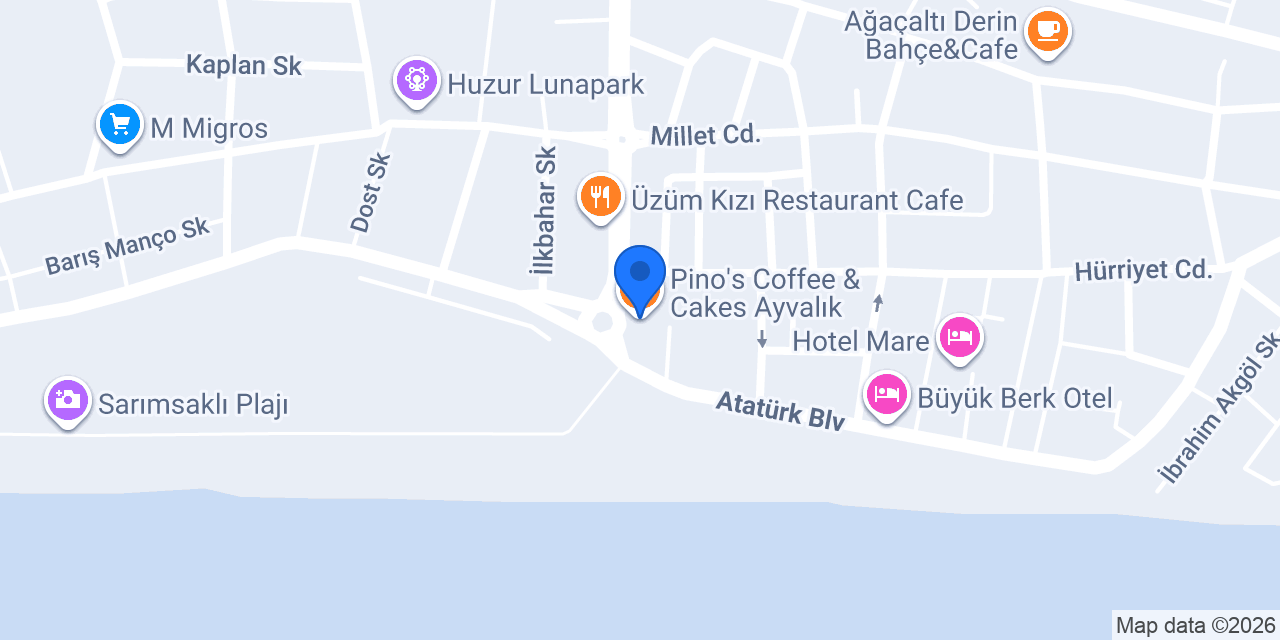Pino's Coffee & Cakes Ayvalık konumu