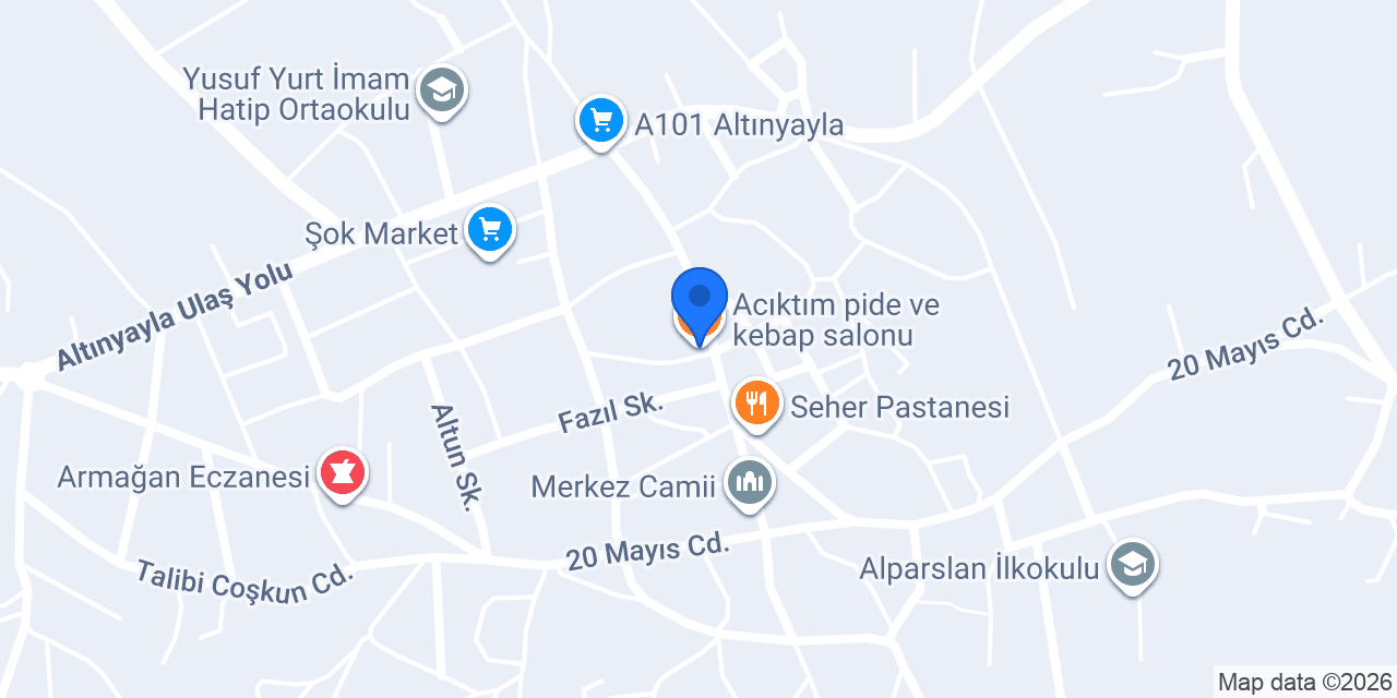 Acıktım pide ve kebap salonu konumu