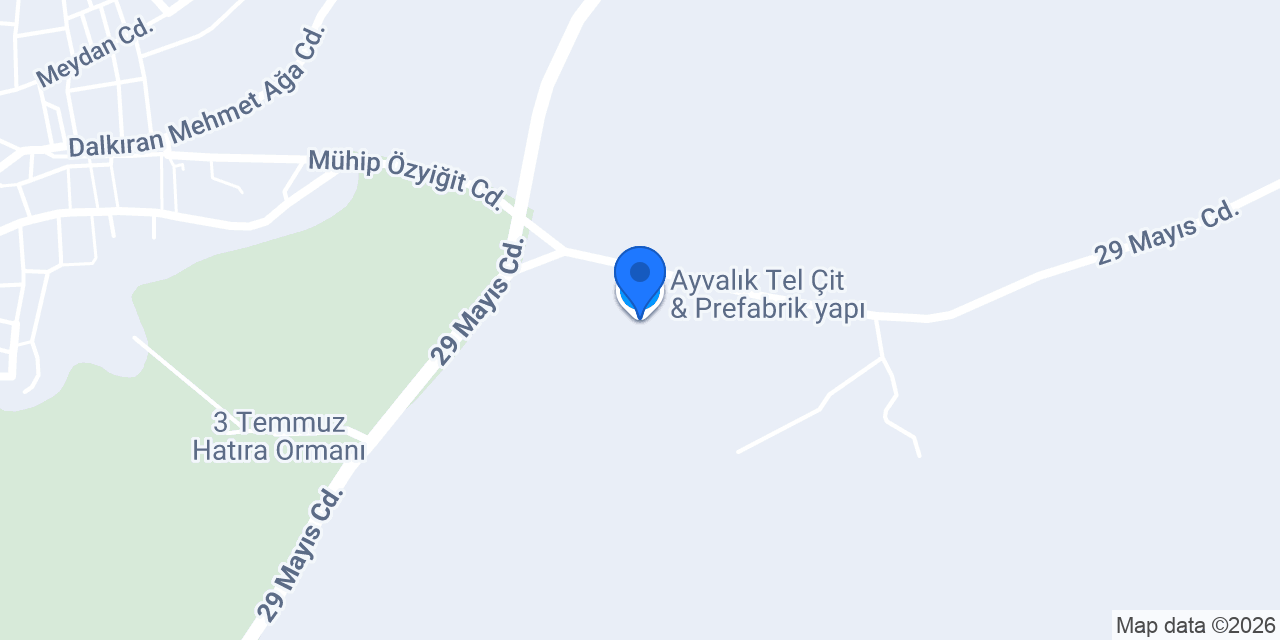 Ayvalık Tel Çit & Prefabrik yapı konumu